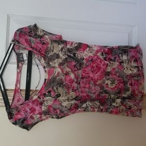Floral Top with Back Cut Out Detailing
